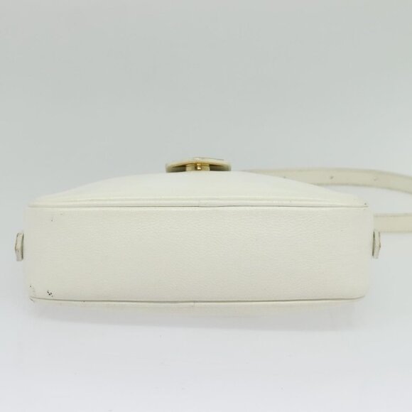 SAINT LAURENT Shoulder Bag Leather White Gold Auth BA4681 - Picture 6 of 16